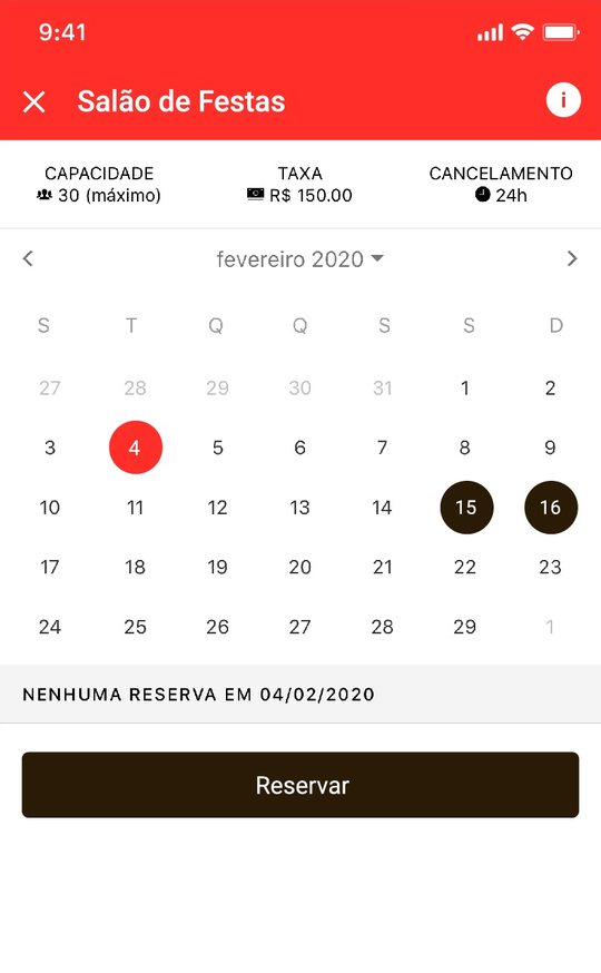 Tela do aplicativo: Reservas simplificadas