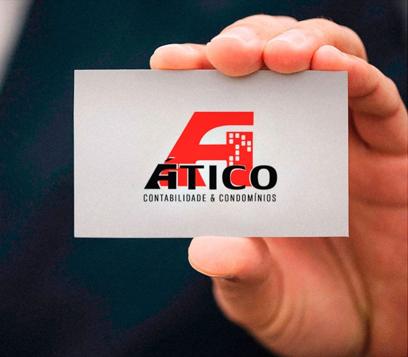Cartão de visita da Ático Contabilidade & Condomínios